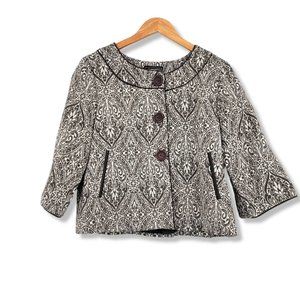 Elementz Women's Damask Floral Print Tapestry Swing Jacket Brown Size Medium